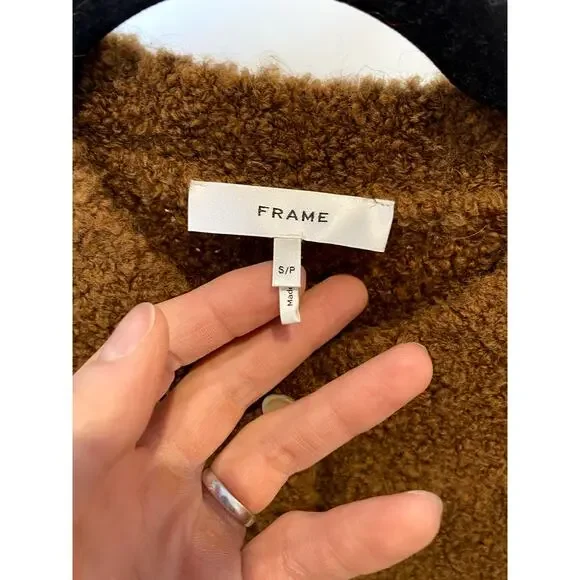 Frame Teddy Patch Pocket Cardigan Sweater - Camel size S small - Picture 3 of 5